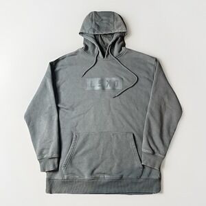 LSKD Hoodie Mens Medium Gray Gym Lifting Center Logo Embroidered Oversized